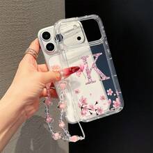 一套梅花手链+花朵字母图案TPU缓冲手机壳，适合作为情侣、女友、女儿、青少年的生日和圣诞礼物，兼容三星机型 - 無色 - 查看 5