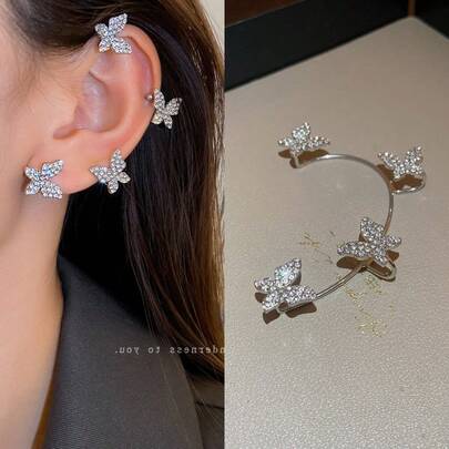 Delicate Butterfly Shaped Earrings, With Dreamy Luxurious Feel, Seamless Earrings, One-Piece Ear Cuff, Elegant Earrings