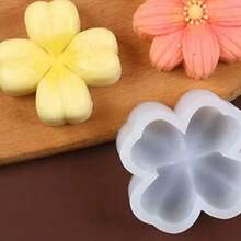 1pc Flower Scented Candle Resin Silicone Mold, Cherry Blossom, Four-Leaf Clover, Daisy Floral Plaster Scented Silicone Mold - White - View 6