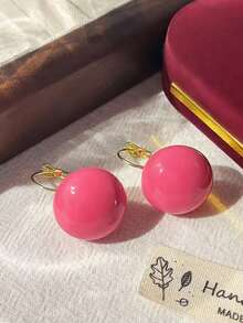 2 pares/1 set de pendientes tipo cuff para mujer, de resina acrílica con diseño geométrico ovalado minimalista, colores macaron, para primavera/verano, aptos para citas, fiestas, ir al trabajo y múltiples ocasiones - Redondo multicolor - Ver 4