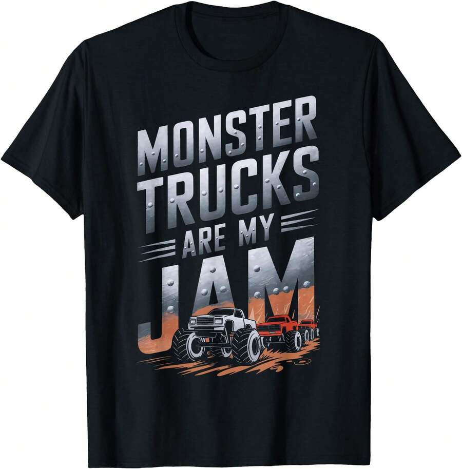Monster Trucks Are My Jam Monster Truck Party T-Shirt Women's T-Shirt Black Soft Cotton Graphic Print T-Shirts For Stylish And Versatile Casual Wear In Daily Life, Parties, And Outings, Sizes S - 3XL, High Comfort & Stretch. - màu đen - Xem 1