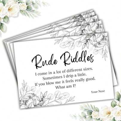 무례한 수수께끼 헨 파티 게임, 웨딩 테이블 게임, 브라이덜 샤워, 독신 파티, 생일 파티, 재미있는 수수께끼 게임