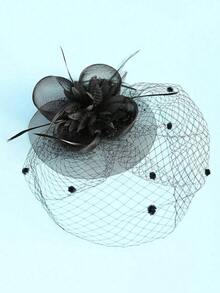 1pc 20s/50s Style Mini Hat, Pillbox Hat, Tea Party Headpiece With Veil, Suitable For Girls And Women - 彩色 - 查看 9