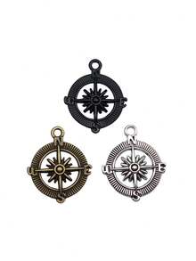 10pcs 24x29mm Compass Charms Pendant For DIY Jewelry Making Necklace Keychain Phone Chain Bracelet Making Accessories Handmade Craft Making Findings - Compass - View 3
