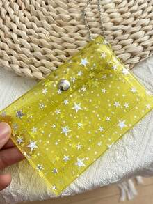 1 Buah Dompet Kartu Kompak dengan Gantungan Kunci - Ungu/Merah Muda Pastel, Penutup Jepit, Dompet Dua Saku Transparan untuk Kartu Identitas, Koin, Kosmetik - Tahan Lama untuk Penggunaan Sehari-hari untuk Anak Perempuan & Remaja, Tas Penyimpanan Koin, Tahan Cuaca - MultiWarna - View 5