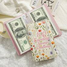 1pc Of Strap-Bound Savings Book, Includes A 100-Day Cardstock Sheet, 100-Day Money-Saving Challenge Notebook With Budget Envelopes And Savings Cards - Weekly Budget Planner, Suitable For Undated System, New Year Savings Goal Planning - Multicolor - View 9