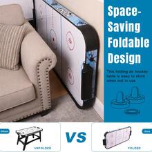 HLC 54 Inch Foldable Air Hockey Table With Shuffleboard,Bowling, Easy Storage Game Table - Blue and White - View 4