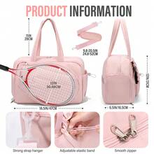 New Design Tennis Gym Bag For Women, Couples' Version, Unisex Tennis, Badminton, And Pickleball Sports Bag Featuring Shoe Compartment And Wet Bag, Capable Of Accommodating 2 Bats, 15.6-Inch Laptop Travel Organizer, Weekend Casual Short Course Handbag - 粉色 - 查看 2