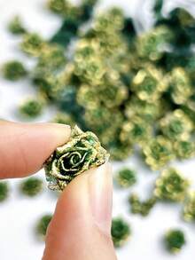 30片复古绿金玫瑰美甲装饰贴片，仿真柔软3D立体花卉美甲贴纸，DIY饰品工艺装饰，适用于美甲DIY - 彩色 - 查看 4