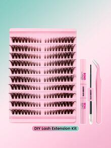 Kit de extensión de pestañas en racimo DIY - Pegamento y sellador, set de extensión de pestañas personal, pegamento de pestañas resistente al agua, de larga duración y fuerte, a prueba de manchas, adecuado para principiantes - Multicolor - Ver 13