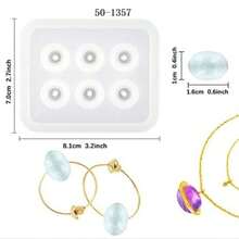 1个/4个树脂首饰硅胶模具，水晶环氧树脂珠子模具，圆形、菱形、方形、椭圆形、长方形，手链串珠环氧树脂硅胶模具，带孔宝石首饰制作环氧树脂模具，适用于耳环、吊坠、手链和项链 - 白色 - 查看 23