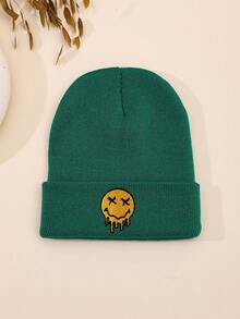 1pc European And American Men And Women Popular Melting Smiling Face Embroidered Knitted Hat, Pullover Warm Wool Hat - Knitted Face - View 13