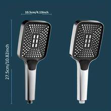 3 Gear Pressurized Shower Head With 1.5m Hose. Silicone Nozzles Anti Clog. Soft Mixed Pulse Sprays Universal Bathroom Shower Accessory. - 1 Black Showerhead+1 1.5m Water Pipe - View 4