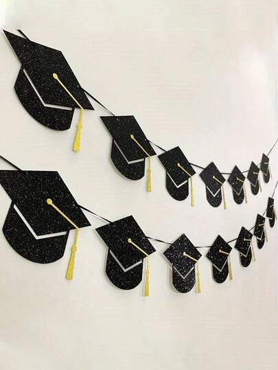 Bộ 7 tua rua trang trí lễ tốt nghiệp, tua rua mũ tốt nghiệp đính kim sa đen năm 2026, biểu ngữ tiệc tốt nghiệp năm 2026, thích hợp cho lễ tốt nghiệp trung học/đại học, lớp học, trang trí tiệc trong nhà/ngoài trời, biểu ngữ trang trí tạo không khí.