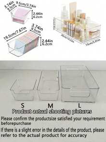 1/3/6pcs Transparent Plastic Storage Boxes, Stackable Clear Organizer Containers, Multi-Functional Drawer-Style Storage Boxes, Suitable For Cosmetics, Skincare, Stationery, Snacks, Kitchen Utensils, Bathroom Toiletries, Suitable For Vanity, Desk, Bathroom, Kitchen, Storage Room - Transparent - View 9