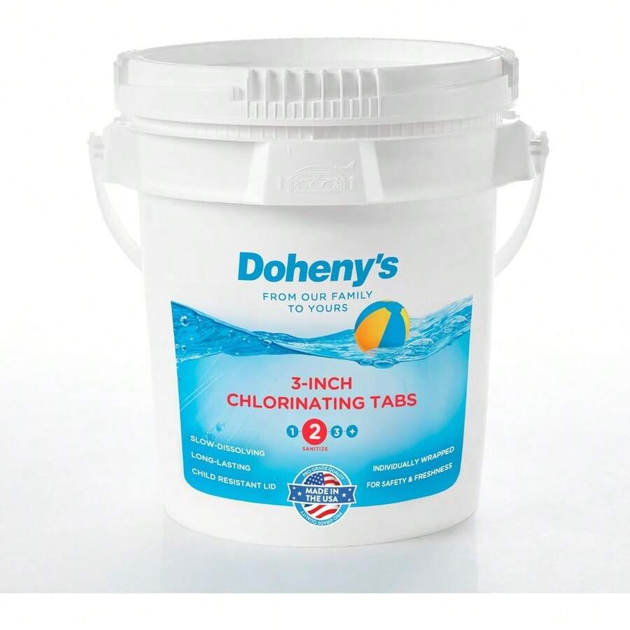 3-Inch Stabilized Chlorine Tablets For Swimming Pools, 99% Pure Tri-Chlor 90% Available Chlorine, Long-Lasting Slow-Dissolving UV-Protected, Individually Wrapped 10lb Bucket - 10 Lb. - View 1
