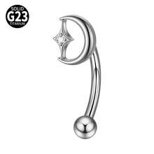 1PC TItanium Butterfly Rook Piercing Cz Flower/Spider/Moon Eyebrow Navel Ring Flower Cuved Rook Barbell Ear Tragus Cartilage Earrings Piercing - Titanium Original Color - View 20