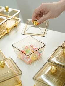 3/4/6件套零售饼干收纳盘托盘套装，派对节日活动餐具托盘套装，可重复使用 - 琥珀色 - 查看 6