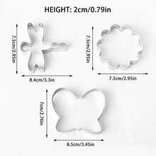 3件套不锈钢饼干模具，蜜蜂、花朵、郁金香、蜻蜓、蝴蝶形状烘焙工具 - 查看 4