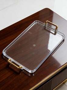 1pc Modern Luxury Dual-Handle Design Tray, Suitable For Wedding, Snacks, Outdoor, Multi-Purpose Tray - Clear - View 3