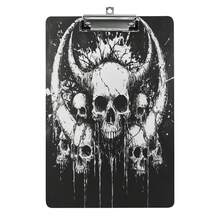 Gothic Skull Acrylic Writing Board With Clip, Fun Teacher Gift, Student Exam Notebook Office Supplies, Contract Meeting Notepad, Essential For Adults Teachers Lawyers Students Nurses Artists Back To School Organizer - Perfect Birthday, Thanksgiving, New Year, Christmas Gift, Stylish Notepad, Smooth Writing Surface, Notepad With File Folder - Skull Version - View 2