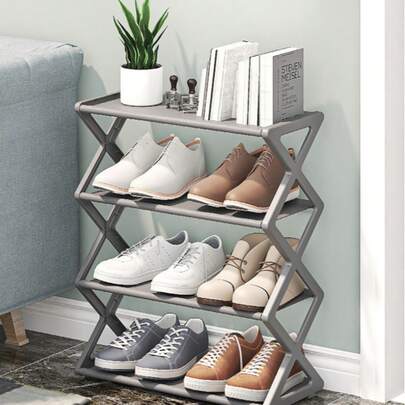 Estantería multiusos a prueba de polvo para zapatos, fácil de ensamblar para el hogar, dormitorio, entrada y organización de almacenamiento en alquiler