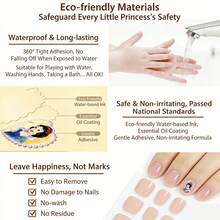 6pcs Official Disney Glow-In-The-Dark Disney Princess Cartoon Nail Stickers, Children's Nail Art Stickers For Girls - Baby Pink - View 7