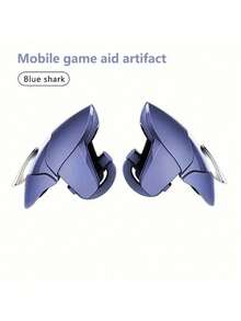 Blue Gamepad Mobile Game Assistant Tool Mobile Game Accessories Shooting Key Controller Auxiliary Artifact Shooting Game Assistance Enhance Gaming Experience Blue Shark Phone Trigger For /COD Mobile, 4-Finger Linkage, Fast Shooting, No Obstructed View, Compatible With IOS/Android Phones Spring Gift Birthday - Blue - View 7