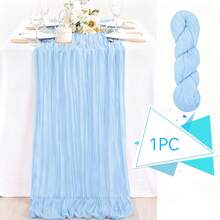 Bộ 1/5 khăn trải bàn voan màu xanh nhạt, trang trí bàn ăn tiệc cưới, khăn trải bàn cho sinh nhật, đám cưới, kỷ niệm, tiệc gia đình, trang trí bàn ăn tự làm, voan cưới, trang trí nhà cửa, trang trí tiệc em bé, trang trí lưng ghế bằng voan, trang trí năm mới 2026, khăn trải bàn năm mới. - Màu xanh nhạt - Xem 9