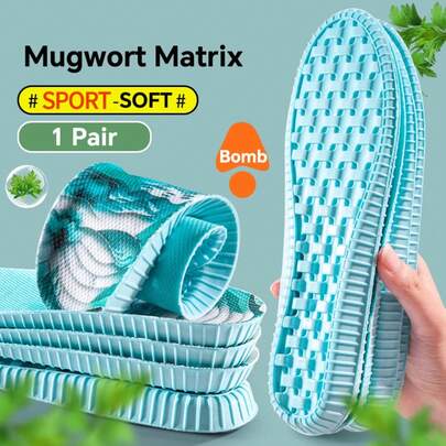 1 par de plantillas deportivas para hombres y mujeres, suaves, elásticas, antiolor, transpirables, absorbentes de golpes, para el cuidado de los pies, plantillas suaves y cómodas DMNK