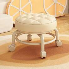 Otomano Rodante Taburete  Estable de Alta Densidad de Scoot de la Espuma de la Memoria de Las Capas Dobles para la Oficina Blanco Crema - Blanco Crema - Ver 7