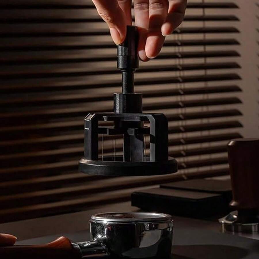 58mm Coffee Powder Distributor, 54mm Espresso Tamper And Distributor (Suitable For Barista Use), 53mm Needle-Style Espresso Distributor, Magnetic Design, Easy To Distribute Powder - 10 Needles, Adjustable Needle Height, Suitable For Home And Cafe, Back To School Season - Black - View 1
