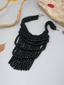 European And American Fashion Multi-Layer Long Tassel Necklace With Wooden Beads - Butterfly - View 13