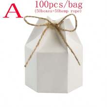 100 piezas (50 cajas + 50 cuerdas) Cajas de papel kraft vintage con forma de yurta, para empaquetar caramelos, galletas, regalos pequeños, adecuadas para fiestas, bodas, Día de la Madre, tamaño mini - Ver 14