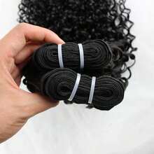 2 bó tóc nối Jerry Curly, tóc thật dệt đôi, tóc Remy tự nhiên màu đen xoăn tít dành cho nữ. - Natural Black - Xem 6