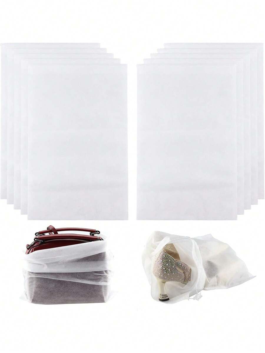 Large Shoe Storage Bags 50 Pack Portable Non-Woven Fabric Dust Cover Pouches With Drawstring Closure, Breathable Shoe Protectors Organizers For Home Closet Space, Gym Bag, Camping, Hiking Trips, Business Travel, Luggage Organization, Moisture Prevention And Sneaker Protection - View 1