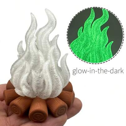 Glow-In-The-Dark Camping Campfire Statue - Lighting Decor For Cozy Ambiance, Mini/Outdoor Flame Figurine, Plastic Material, Suitable For Desk, Cabin And Decorative Use