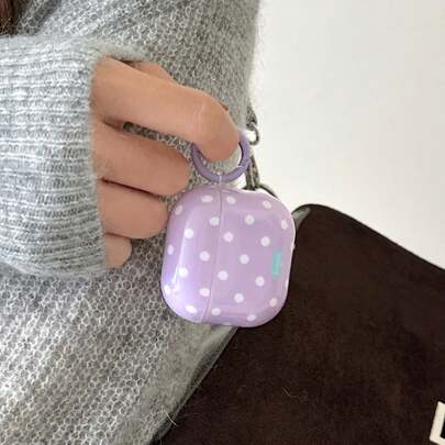 Estuche colgante para auriculares a lunares morados minimalista compatible con Pro 2, estuche protector minimalista lindo para auriculares Apple 4, 3, nueva generación 1/2 para mujeres