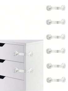 4 piezas/6 piezas Cerraduras de doble puerta multifuncionales para bebés, adecuadas para gabinetes, refrigeradores, ventanas, congeladores, cerraduras de para niños, cerraduras de gabinete invisibles, cerraduras de para niños pequeños - Multicolor - Ver 1