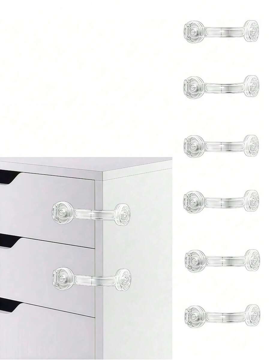 4 piezas/6 piezas Cerraduras de doble puerta multifuncionales para bebés, adecuadas para gabinetes, refrigeradores, ventanas, congeladores, cerraduras de para niños, cerraduras de gabinete invisibles, cerraduras de para niños pequeños - Multicolor - Ver 1