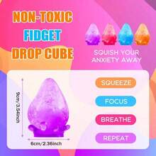 Easter Gift Squishy Drop Shaped Stress Relief Toy, 1 Count  Ice Cube Shaped Squishy Toy, Sensory Toys For Kids With Autism, Fidgets For Classroom Prize Toys, Decompression Squeeze - 紫色 - 查看 3