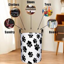 1PC Laundry Basket Bow / Palm Leaf / Puppy Paw / Whale Shark Foldable Laundry Basket With Handle Clothes Storage Box Suitable For Home Bedroom Bathroom College Dormitory - Multicolor - View 7
