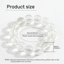 14mm Pure White Crystal Beaded Bracelet, Women's Transparent Round Bead Jewelry - Bracelet - View 2