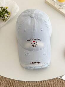 1pc New Summer Women's Embroidered Puppy Baseball Cap, Deep Crown Snapback Hat, Personalized Distressed Sun Protection Hat - Multicolor - View 12