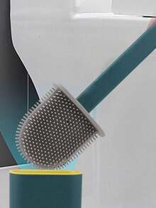 1支硅胶马桶刷，全方位清洁，家用马桶清洁工具，壁挂式软毛长柄浴室清洁刷 - 多色 - 查看 9