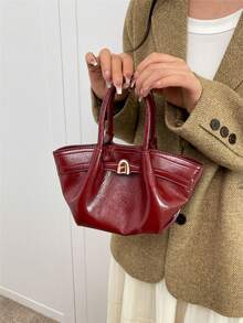 Dedoo European And American Fashion Design Buckle Suede Bucket Bag, Women's Autumn/Winter Shopping, Commuting, Party Gift Handbag - Burgundy - View 5