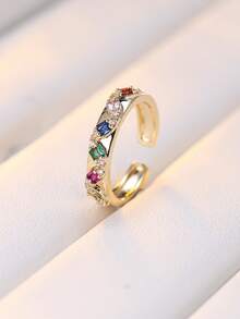 1pc Elegant Zirconia Wrapped Open Ring, Delicate Niche Design Finger Ring, Versatile For Commuting, Women - Open Ring - View 4