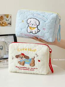 1pc Cute Puppy Portable Cosmetic Bag For Women Portable Large Capacity Skin Care Makeup Brush Storage Bag Travel Outing Toiletry Bag Multifunctional Cosmetic Bag Storage Bag Travel Business Travel Portable Storage Bag With Handle Make Up Bag Makeup Pouch Wash Bag Makeup Storage Durable Mothers Day Gift Holiday Essentials Mother Gifts - Multicolor - View 4