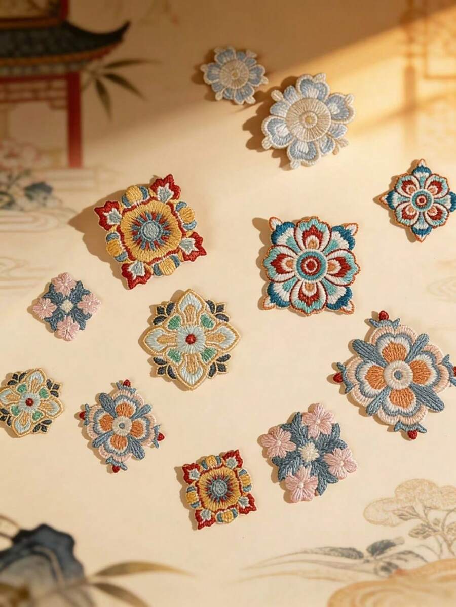 1 Stück, selbstklebende bestickter Patches im chinesischen Stil, zum Reparieren von Löchern in Kleidung verwendet. Patches mit chinesischem Muster werden verwendet, um Löcher zu bedecken. Nahtlose Abdeckung. Nahtlose dekorative Stoffpatches. DIY Patchwork Hanfu Taschen. Zum Reparieren von Flecken und Bügeln auf Kleidung, für handbestickte Patches auf Notizbüchern, Schultaschen, Winterkleidung. Süße dekorative Patches. Alltägliche Notwendigkeiten. Symbolisiert gute Wünsche. - Verschiedenfarbig - Übersicht 1