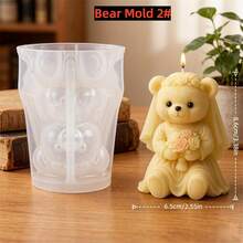 婚礼小熊蜡烛模具硅胶款 - 3D浪漫情侣熊蜡模，适用于DIY蜡烛制作、肥皂、树脂工艺品，婚礼和周年纪念礼物 - Wedding Bear - 查看 13